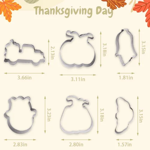 Miniatura 5 de ALIBBON Juego de 6 cortadores de galletas de otoño de Acción de Gracias, otoño, vacaciones, calabaza, cosecha, camión, maíz, búho, croissant, molde