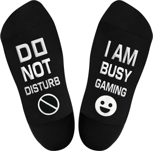 Miniatura 91 de AGRIMONY Calcetines divertidos con texto en inglés «Do Not Disturb Gaming» para hombres, mujeres, adolescentes, niños, Pascua, padres, cumpleaños