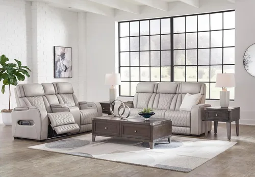 Miniatura 15 de Signature Design by Ashley Boyington Modern Leather Match Loveseat Reclinable Eléctrico con Consola, Reposacabezas Ajustable, Masaje, Asiento