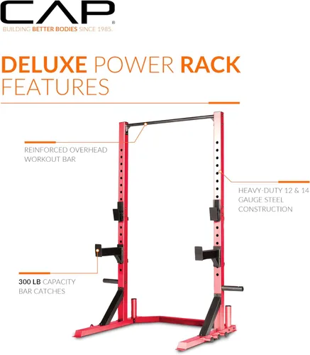 Miniatura 3 de CAP Barbell - Serie de colores FM-8000F Deluxe Power Rack Rojo