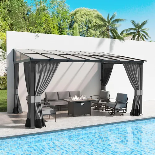 Miniatura 27 de Kullavik Gazebo de parrilla de techo rígido de 8 x 5 pies, gazebo para barbacoa al aire libre con techo de acero galvanizado y gancho de techo