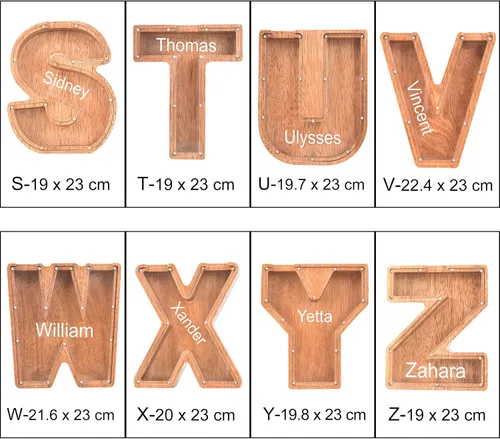 Miniatura 8 de Alcancías con nombre personalizado para niños, alcancía de letras personalizadas, banco de dinero del alfabeto de madera, regalos para niños