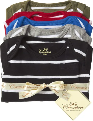 Miniatura 4 de Cremson Paquete de 5 mamelucos unisex de algodón de una pieza de manga corta, Multi (Multi Stripe)