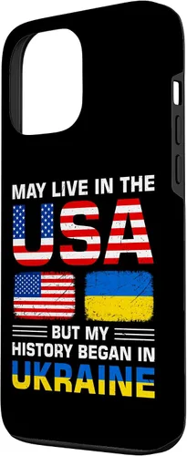 Miniatura 2 de Funda para iPhone 13 Pro Max con la bandera de Ucrania y la bandera de Estados Unidos con raíces ucranianas