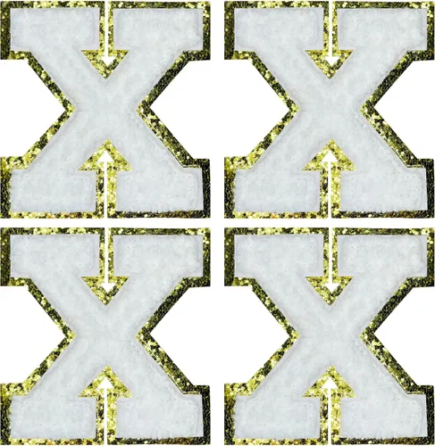 Miniatura 17 de Jongdari Letras termo-adhesivas de felpilla para ropa, parches de letras del alfabeto con brillantina para coser, con adhesivo planchado, 4 Blanco