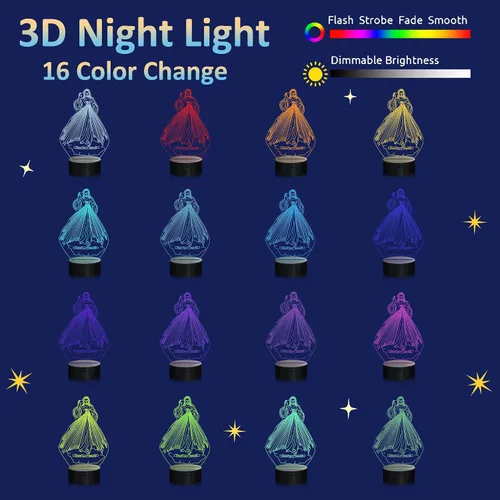 Miniatura 3 de Attivolife Luz Nocturna de Ilusión 3D de Jesús, Lámpara LED Óptica del Sagrado Corazón de Jesús con 16 Cambios de Color, Control Remoto + Jesús2
