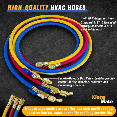 Miniatura 3 de Mangueras HVAC 29986 Plus II de 1/4 pulgadas, ranura de alivio de presión personalizada, adaptador de conversión R-410A, mangueras compactas