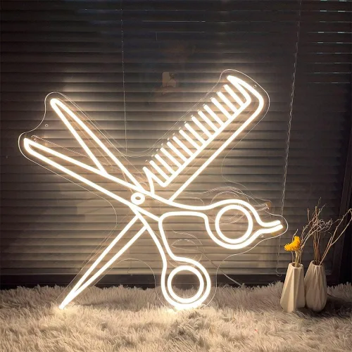 Miniatura 4 de Letrero de neón de tijeras para negocios, brillo ajustable, para fiestas, bares, salones, tiendas, tiendas, hotel, decoración de pared con cadena
