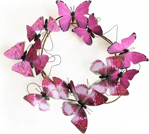 Miniatura 19 de Guirnalda de mariposa artificial, enredaderas decorativas de mariposa falsas, decoración colgante de mariposa única en 3D para pared del hogar, Azul