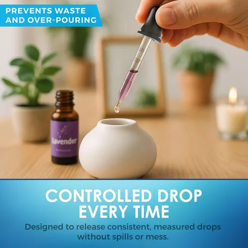 Miniatura 4 de Cuentagotas de vidrio calibrado para aceites esenciales, cuentagotas para medicina de vidrio doblado y recto (paquete de 4) para dosis y medición