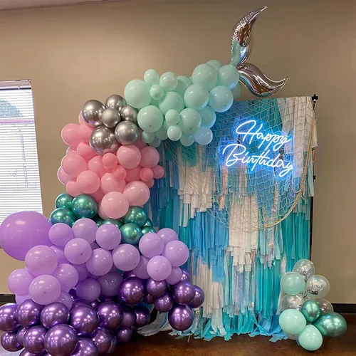 Miniatura 5 de Togvu Set de Globos de Fiesta de Sirena, 60 Paquetes de 12 Pulgadas Globos Metálicos de Látex Rosa Púrpura Verde Azul para Decoración de Cumpleaños