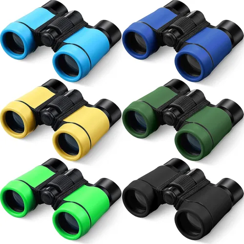 Paquete de 6 prismáticos para niños de 3 a 12 años, binoculares a prueba de golpes, regalo al aire libre, caza, telescopio pequeño plegable para
