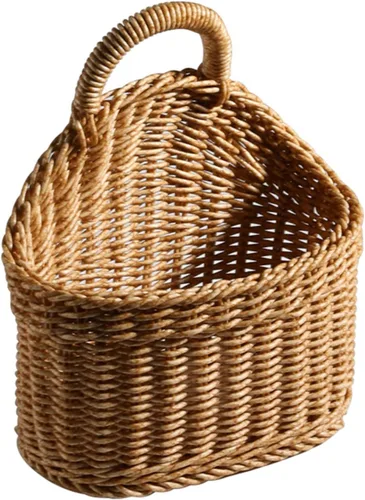 Miniatura 7 de Ochine Cesta de pared tejida colgante con asa, pequeño contenedor de almacenamiento para plantas, organización de oficina en casa y estante