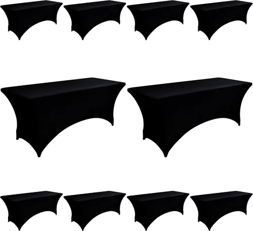 Miniatura 47 de Paquete de 2 Cubiertas de Mesa de Spandex de 4 pies para Mesas Plegables Rectangulares - Manteles Elásticos Ajustados Resistentes a las Arrugas
