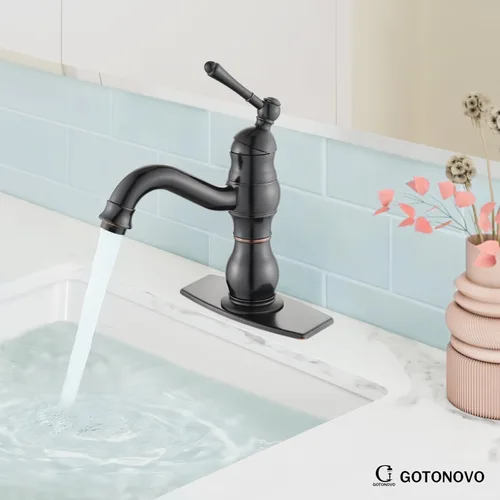 Miniatura 8 de gotonovo Grifo de lavabo de baño de 1 agujero con mango único, grifo de tocador de lavabo con caño giratorio de 360°, grifo mezclador de lavabo