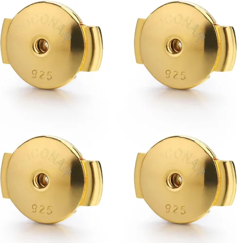 Respaldos de Aretes con Cierre de Seguridad Chapados en Oro de 18K para Pendientes de Botón, Respaldos de Aretes Seguros Hipoalergénicos de Repuesto