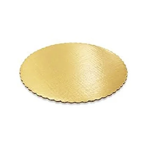 14RGS, almohadillas redondas de cartón festoneado dorado de 14 pulgadas, 0.08 pulgadas de grosor, no a prueba de grasa (100)