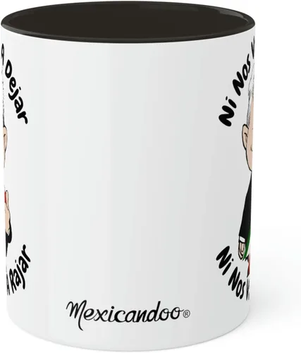 Miniatura 4 de AMLO - Taza de café Ni Nos Vamos A Dejar Ni Nos Vamos A Rajar con divertidos dibujos animados Muñeco AMLITO Taza de cerámica blanca brillante