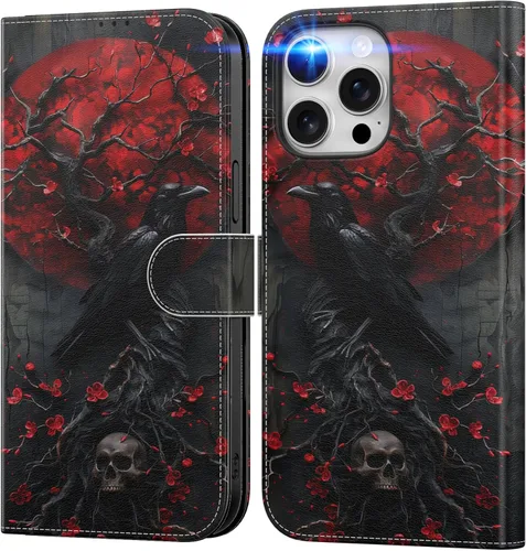Miniatura 107 de DEENAKIN Funda tipo cartera para iPhone 15 con tarjetero + clip para efectivo, bloqueo RFID, protección contra caídas de grado militar y obras