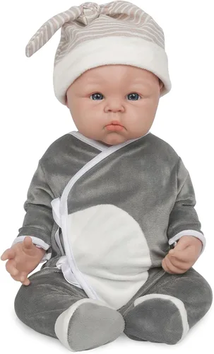 Vollence Muñeca de bebé de silicona realista de cuerpo completo de 19 pulgadas que parece un niño real, muñeca de bebé real realista Reborn - niño
