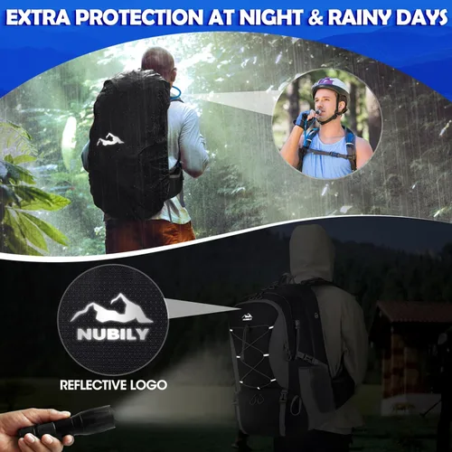 Miniatura 6 de NUBILY Mochila de senderismo de 50L impermeable para hombres y mujeres, mochila de camping ligera para senderismo al aire libre, mochila de viaje