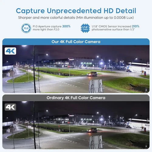 Miniatura 3 de Cámara IP PoE de visión a color 4K 8MP para exteriores con luz híbrida inteligente, luz estroboscópica y advertencia audible, AI VCA, detección