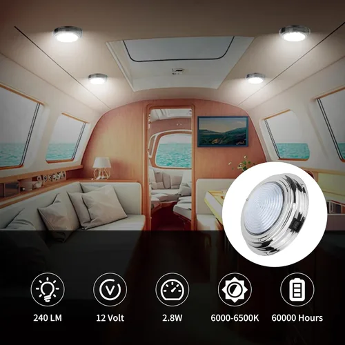Miniatura 3 de RVZONE Luz de cúpula de barco marino de 12 V LED luces marinas interior con interruptor de palanca 7 "LED Iluminación de cabina de barco con montaje
