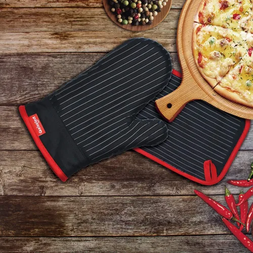 Miniatura 2 de Juego de guantes de horno y soportes para ollas, guantes de cocina resistentes al calor y soportes para ollas, juego de guantes de horno de silicona