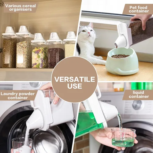 Miniatura 2 de Juego de 6 organizadores herméticos para cereales, 60.9 fl oz y 77.8 fl oz, en total, 417 onzas, almacenamiento de alimentos secos para alimentos