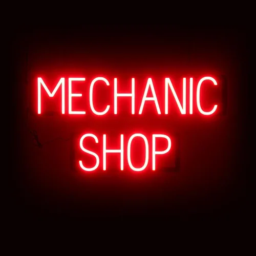 Miniatura 46 de SpellBrite Letrero TRANSMISSIONS Letrero relacionado con el servicio automático con aspecto de neón, fuente de luz LED roja 46.7 x 6.3 pulgadas