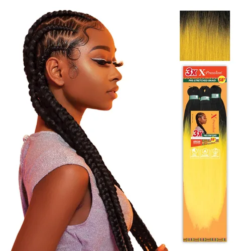 Miniatura 13 de Sensationnel X-Pression - Trenzas prestiradas, 3 unidades, 58 pulgadas, paquete de 1 unidad, 1B