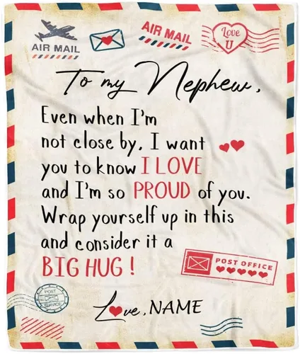 Miniatura 17 de Manta personalizada con texto en inglés «To My Nephew from Aunt Uncle Auntie I Love You Hugs» (texto en inglés) con texto en inglés «To My Nephew»