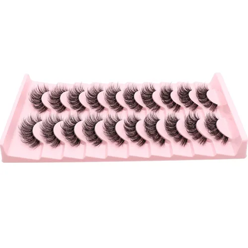 Miniatura 6 de Veleasha - Paquete de 10 pares de pestañas postizas con banda transparente, curvatura D, pestañas rusas, aspecto natural, banda suave transparente