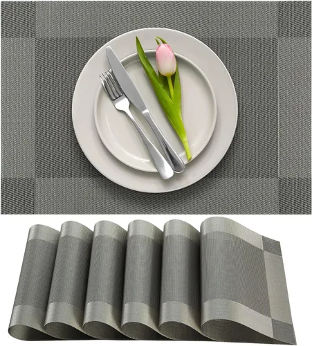 Miniatura 9 de Manteles Individuales More Décor para Mesa de Comedor, Manteles de Mesa de Vinilo PVC Lavables y Resistentes al Calor para Comedor y Cocina, Juego