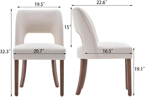 Miniatura 2 de VKNOW Juego de 2 sillas de comedor de madera, sillas de comedor tapizadas de tela moderna, sillas de cocina, sillas de cena de granja para cocina
