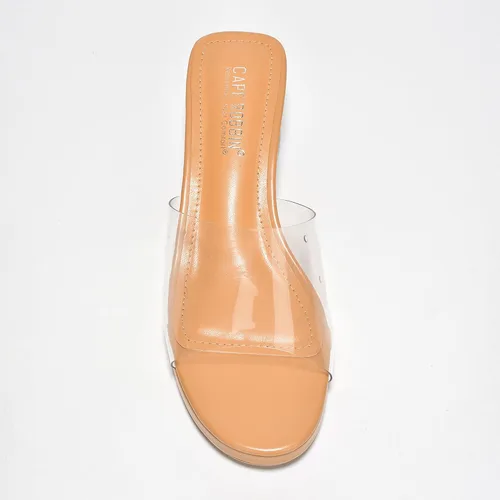 Miniatura 4 de Cape Robbin Tacones transparentes de bloque bajo para mujer, sandalias transparentes con punta abierta redonda (Anjelic)