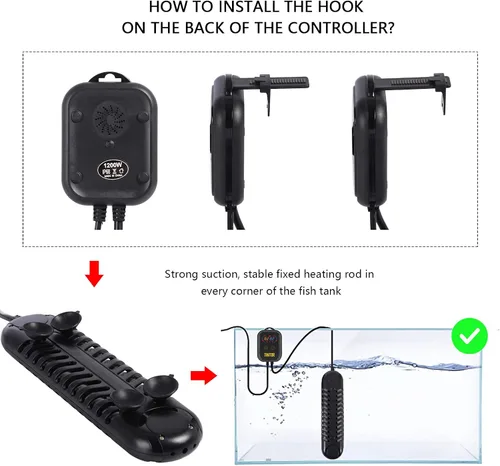 Miniatura 6 de Calentador sumergible para acuario, calentador de tanque de peces de 800 W/1200 W, calefacción de doble tubo, calentamiento rápido y ahorro