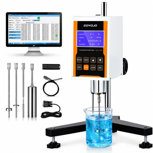 Viscosímetro rotativo digital con 4 rotores y sonda de temperatura, medidor de viscosidad de laboratorio con salida de datos para tintas, pinturas,