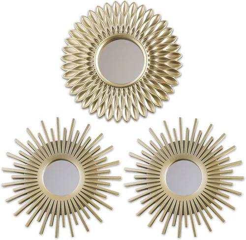 BONNYCO Espejos dorados para pared, paquete de 3, espejos redondos de pared para dormitorio y decoración del hogar. Espejos decorativos de sala de