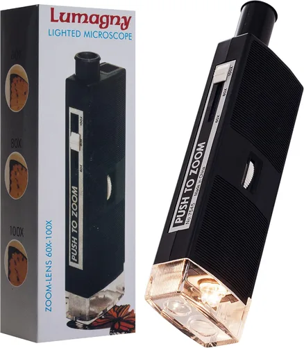 Miniatura 2 de Microscopio de bolsillo iluminado Aumento ajustable 60x, 80x, 100x Iluminación brillante Compacto y de mano Ideal para laboratorios