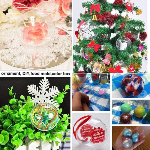Miniatura 5 de Bolas transparentes de plástico acrílico rellenables, esferas para colgar, adorno de fiesta, decoración para boda, fiesta, festival, hogar