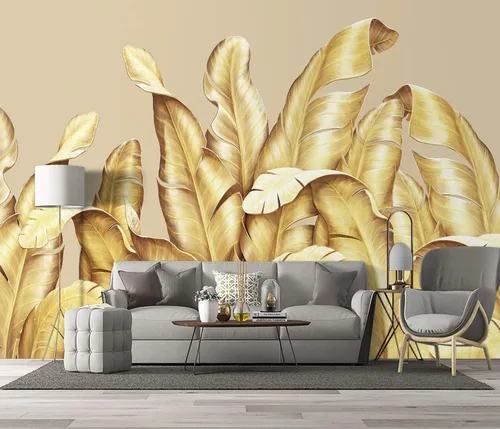 Miniatura 120 de Papel pintado botánico de selva tropical Hojas verdes de planta murales Estética para decorar habitación Sala de estar Fondo de TV Gran mural de B033