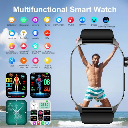 Miniatura 5 de Reloj Inteligente de Salud Avanzado para Hombres y Mujeres con Monitoreo en Tiempo Real de Frecuencia Cardíaca, Oxígeno en Sangre, Temperatura