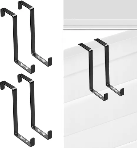 Miniatura 2 de Gancho para colgar sobre la puerta, paquete de 4 ganchos de metal resistente para colgar ropa, toallas, abrigos y más (negro)