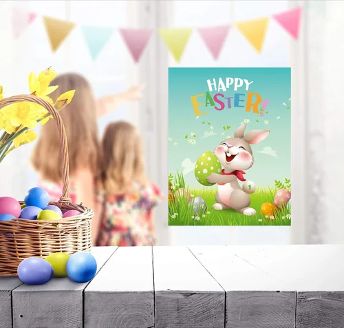 Miniatura 5 de Pin The Tail on The Bunny Fiesta de juegos de Pascua para niños, actividades de búsqueda de huevos de Pascua, juegos de Pascua con calcomanías