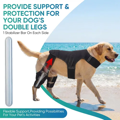 Miniatura 2 de Rodillera para perro para pierna trasera, pierna trasera, ACL, soporte ajustable para piernas de perro doble con estabilizadores, ayuda con desgarro