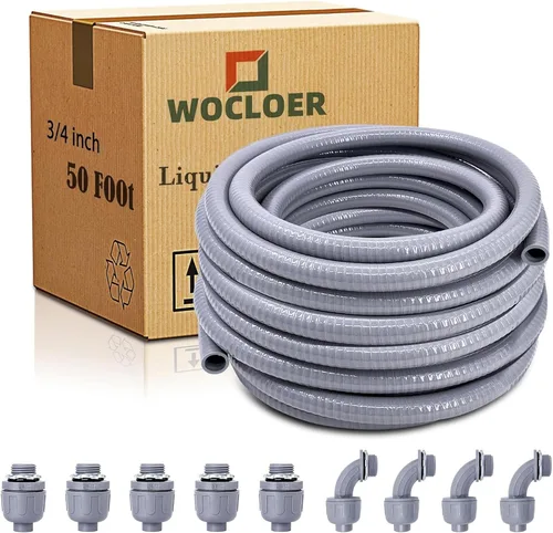 Miniatura 13 de Conducto hermético a líquidos de 1 pulgada y 25 pies, kit de conector y conducto eléctrico flexible no metálico hermético a líquidos, con 5