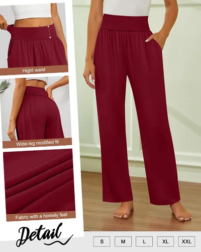 Miniatura 36 de Neer - Conjunto de 3 pantalones de yoga de pierna ancha para mujer - Pantalones deportivos cómodos, holgados, de cintura alta y casuales