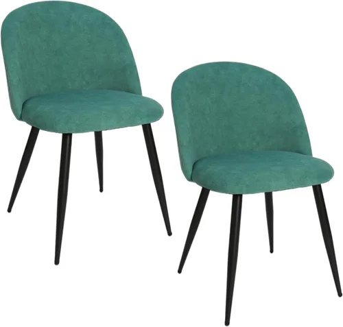Miniatura 9 de CangLong Mid Century - Juego de 2 sillas tapizadas de terciopelo para cocina, modernas, color verde, 1