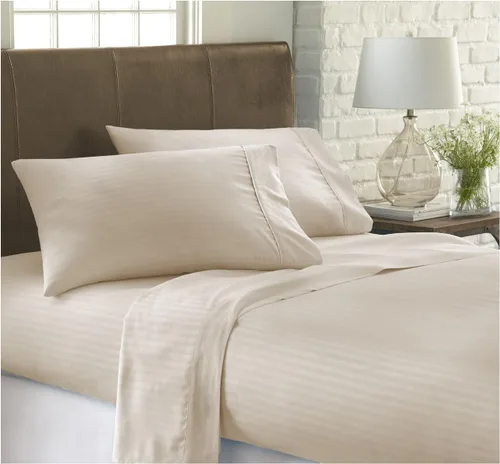 Miniatura 13 de ienjoy Home - Juego de sábanas de 4 piezas con estampado a cuadros en relieve, color crema 2-Crema a cuadros